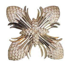 Crown Trifari Thistle Design Gold Tone Maltese Cross Brooch